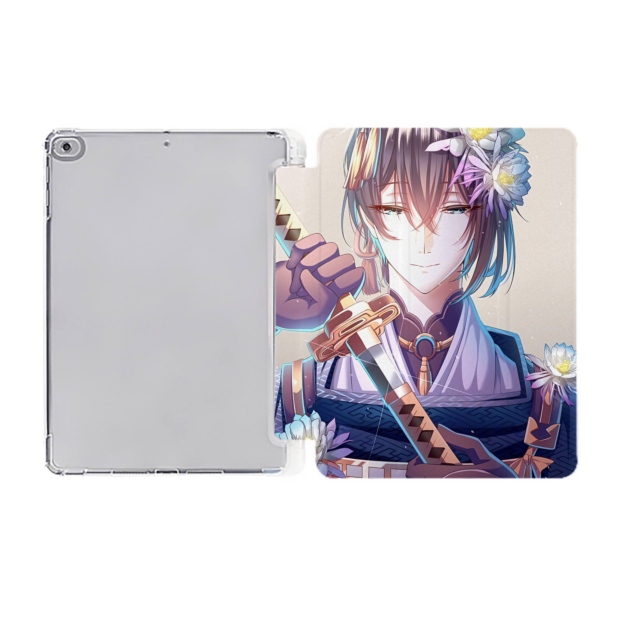 （画像用） 刀剣乱舞 Touken Ranbu IPad ケース ペン収納付き 三つ折りスタンド PUレザー×シリコン 対応機種9.5/10.5/10.9インチ